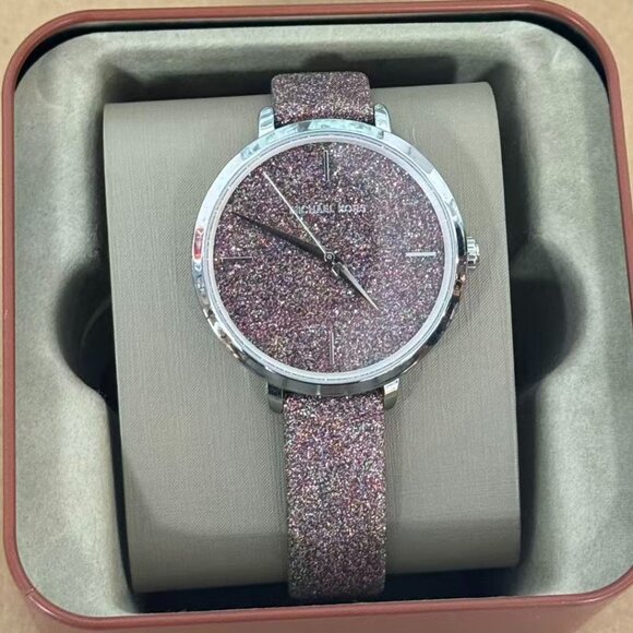 Michael Kors MK7111 Charley Ross Gold Glitz Leather Strap Watch main image 5